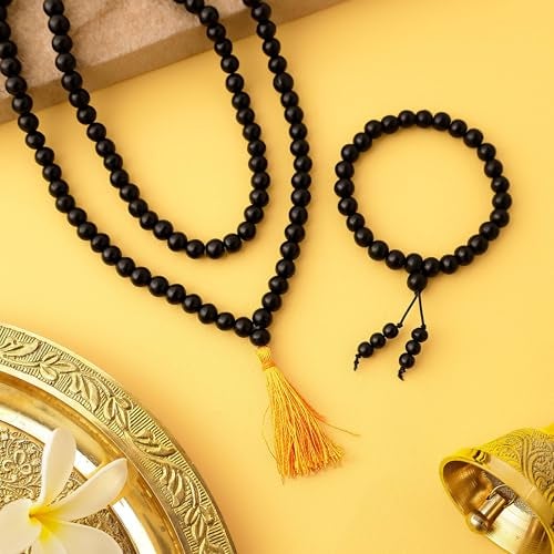 Divine Hindu Karungali Mala 108 Beads & Karungali Bracelet Set | Govt. Certified | Black Ebony Beads | Healing, Spiritual, Meditation | Combo | For Men & Women (8 MM) - Image 2