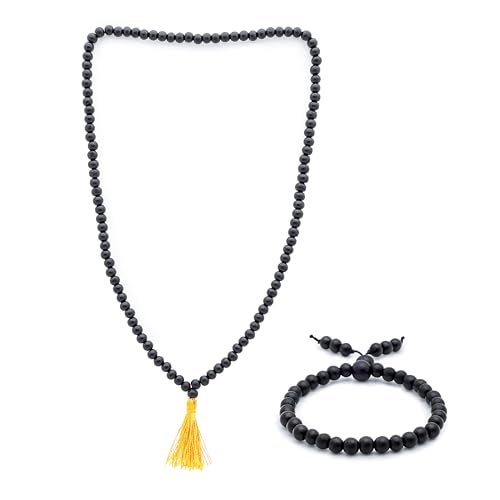 Divine Hindu Karungali Mala 108 Beads & Karungali Bracelet Set | Govt. Certified | Black Ebony Beads | Healing, Spiritual, Meditation | Combo | For Men & Women (8 MM) - Image 1