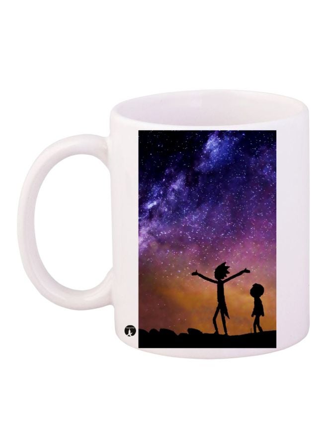 RYN Night Sky Printed Coffee Mug White/Purple/Brown 11ounce