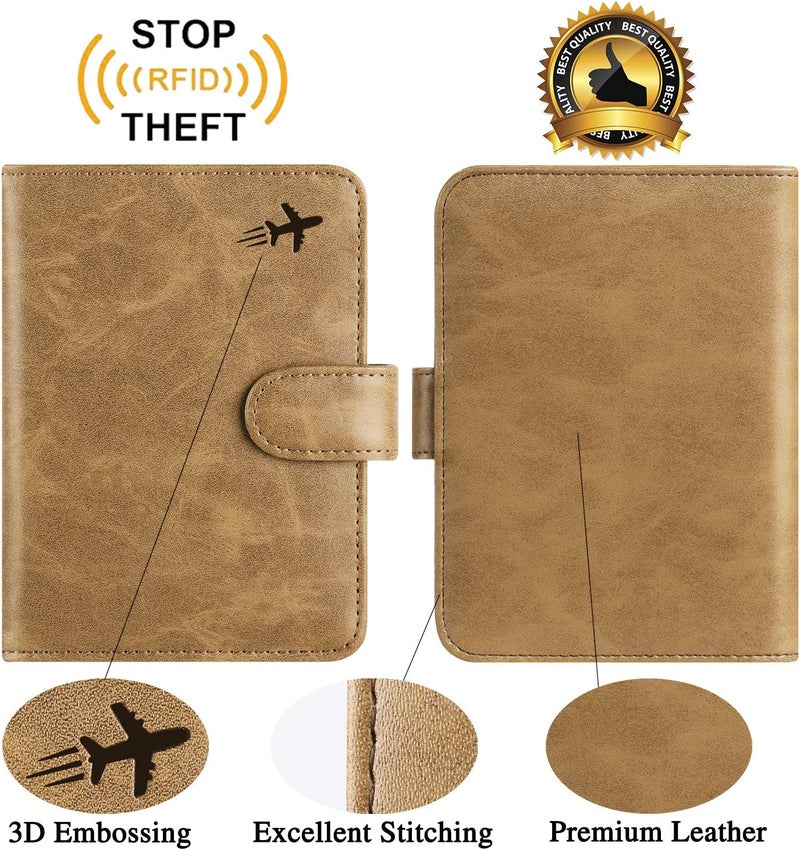 PASCACOO Passport Holder Cover Wallet RFID Blocking Leather Card Case Travel Accessories for Women Men (#Brown) - Image 2