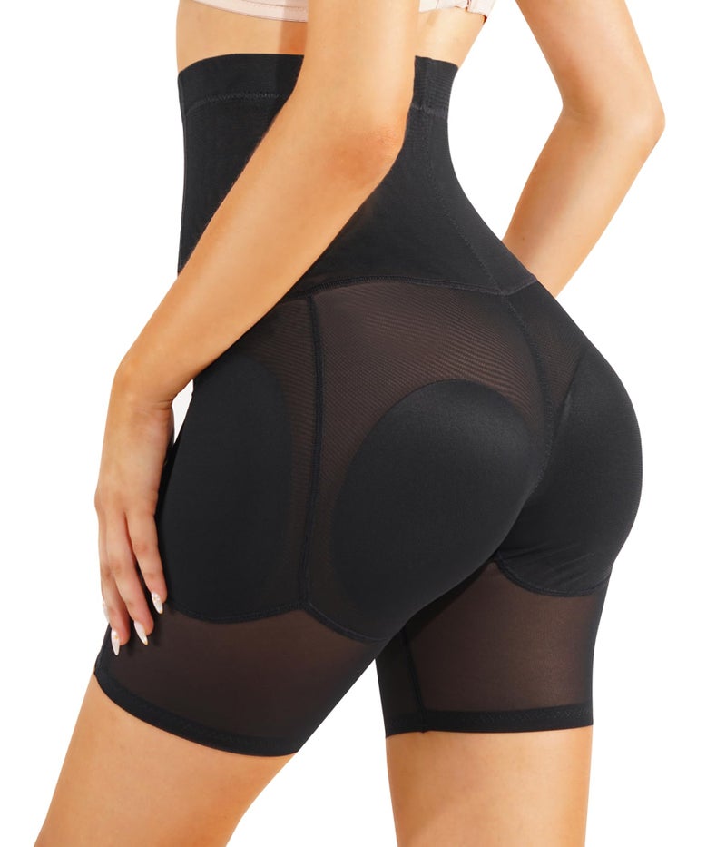 Irisnaya Women Shapewear Control Panties Body Shaper Butt Lifter Padded Hip Enhancer Seamless Underwear Hi- Waist Trainer Short (Large, Black) - Image 1