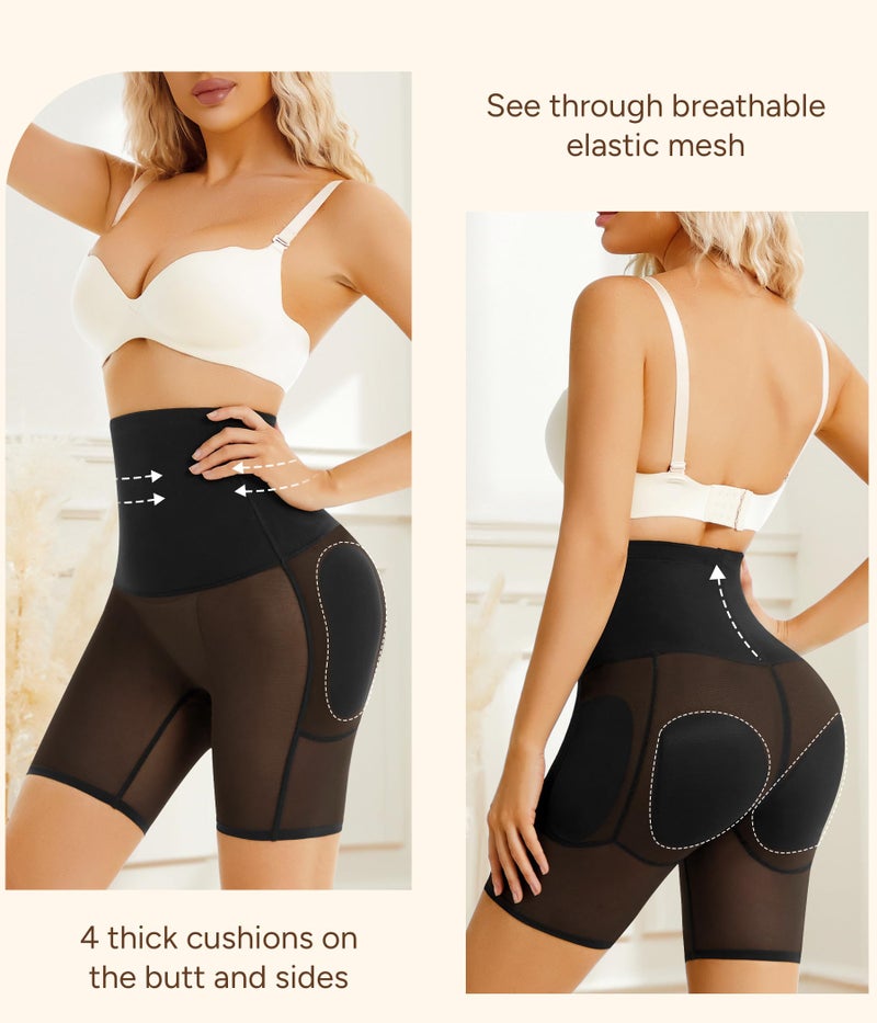 Irisnaya Women Shapewear Control Panties Body Shaper Butt Lifter Padded Hip Enhancer Seamless Underwear Hi- Waist Trainer Short (Large, Black) - Image 3