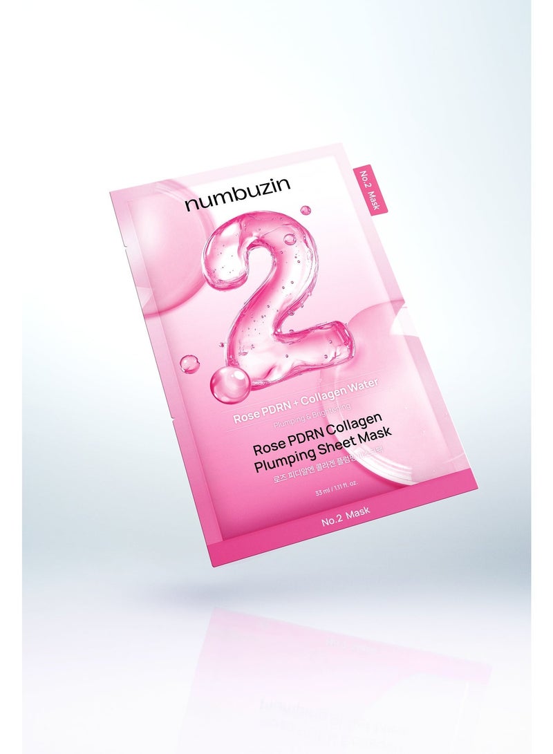 نامبوزين No.2 Sheet Mask | Rose Pdrn Collagen Plumping Sheet Mask | Hydrating Soothing Face Serum For All Skin Types 1 box (10 EA) - Image 1