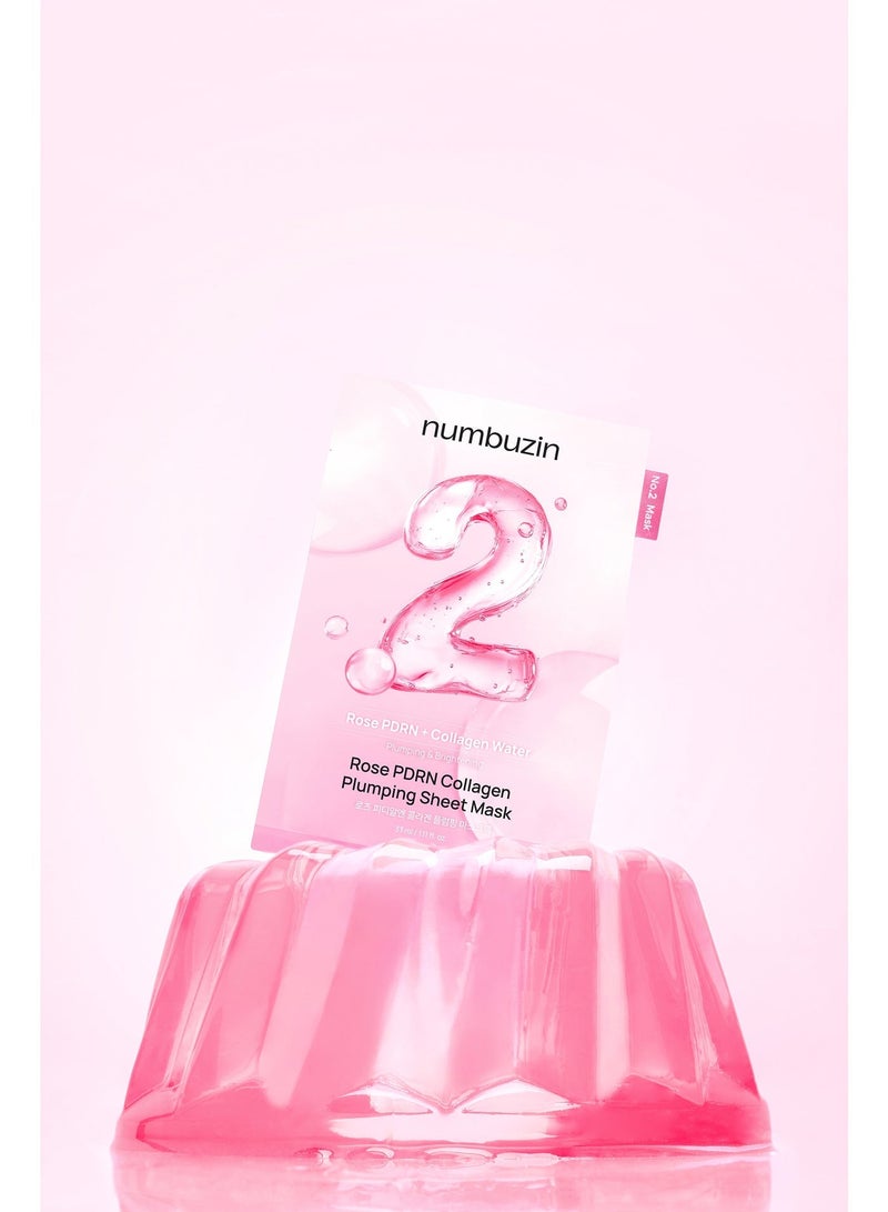 نامبوزين No.2 Sheet Mask | Rose Pdrn Collagen Plumping Sheet Mask | Hydrating Soothing Face Serum For All Skin Types 1 box (10 EA) - Image 4