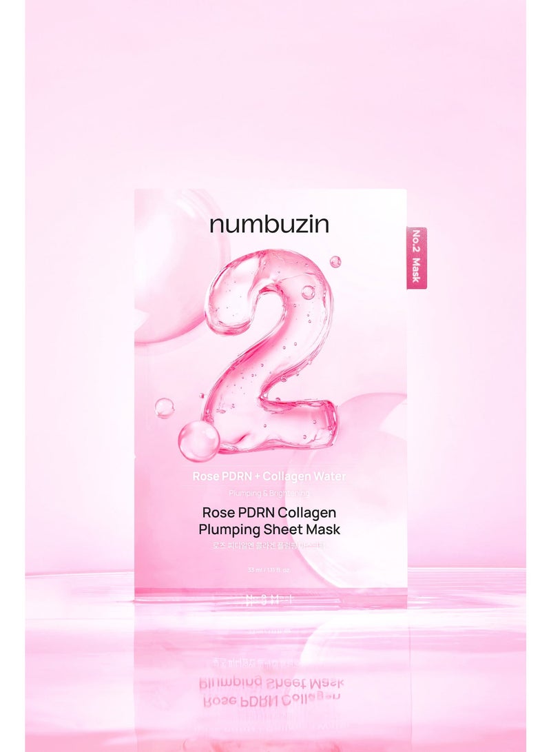 نامبوزين No.2 Sheet Mask | Rose Pdrn Collagen Plumping Sheet Mask | Hydrating Soothing Face Serum For All Skin Types 1 box (10 EA) - Image 5