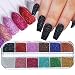 Onsdag 12 Colors Chrome Glitter Nail Powder Holographic Laser Sparkly Nail Pigments Nail Art Designs Women Manicure Tips Charms Decorations Acrylic Nails Powder for Nail Art Gel Polish Dipping Liquid - Image 2