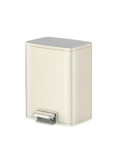 DANUBE HOME EKO Marina Stainless Steel Step Bin 20L – Silent Soft-Close Pedal Trash Can for Kitchen, Office, Bathroom Vanilla  - Image 1