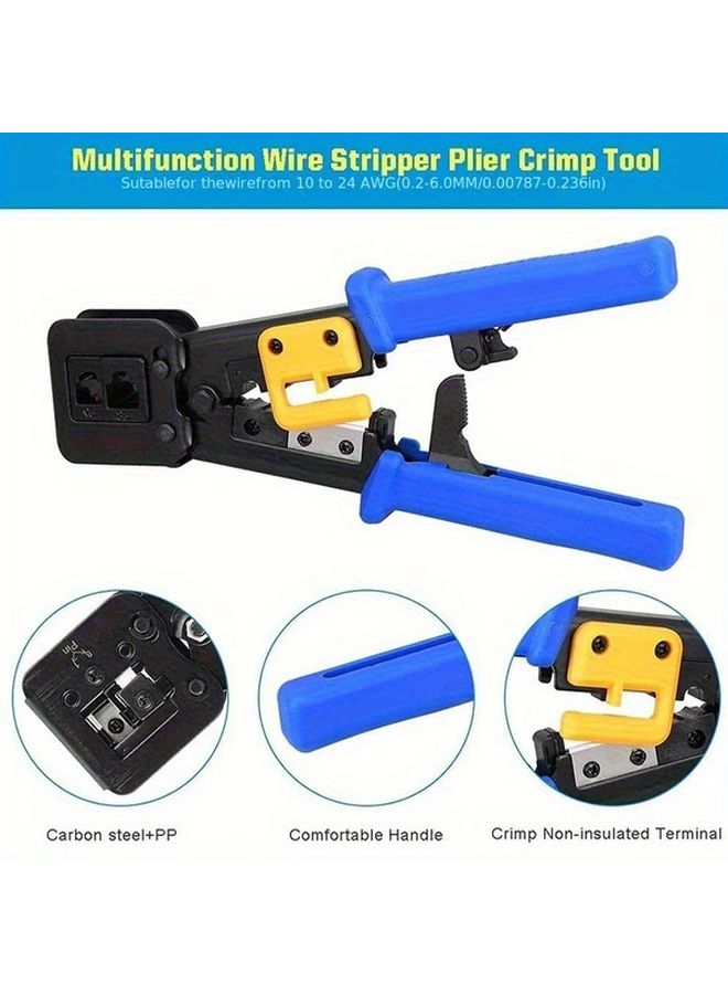 RJ45 Crimping Tool Professional Crimper Set For Cat6 Cat5 Cat5e Pass Through Connectors - Image 5