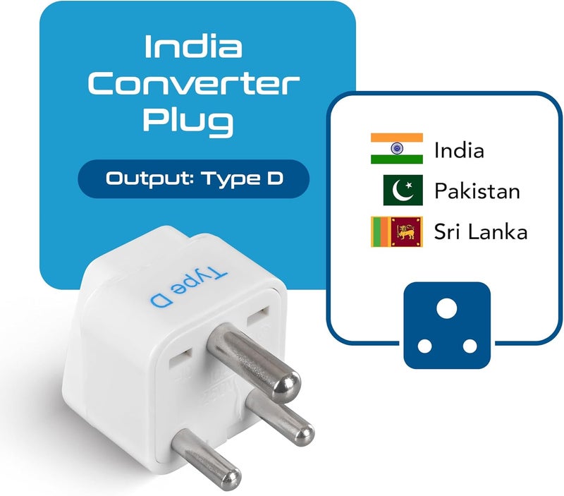 Ceptics (USA, UK, China & More) to India (Type D) Travel Adapter Plug - CE Certified - RoHS Compliant (GP-10) - Image 2