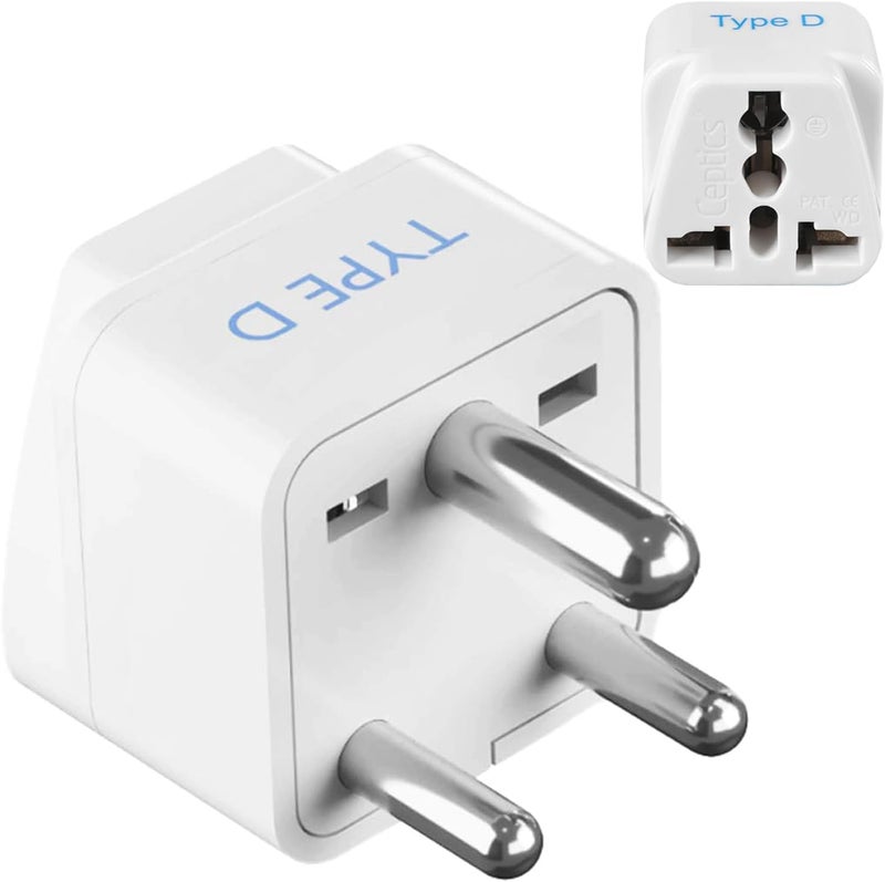 Ceptics (USA, UK, China & More) to India (Type D) Travel Adapter Plug - CE Certified - RoHS Compliant (GP-10) - Image 1