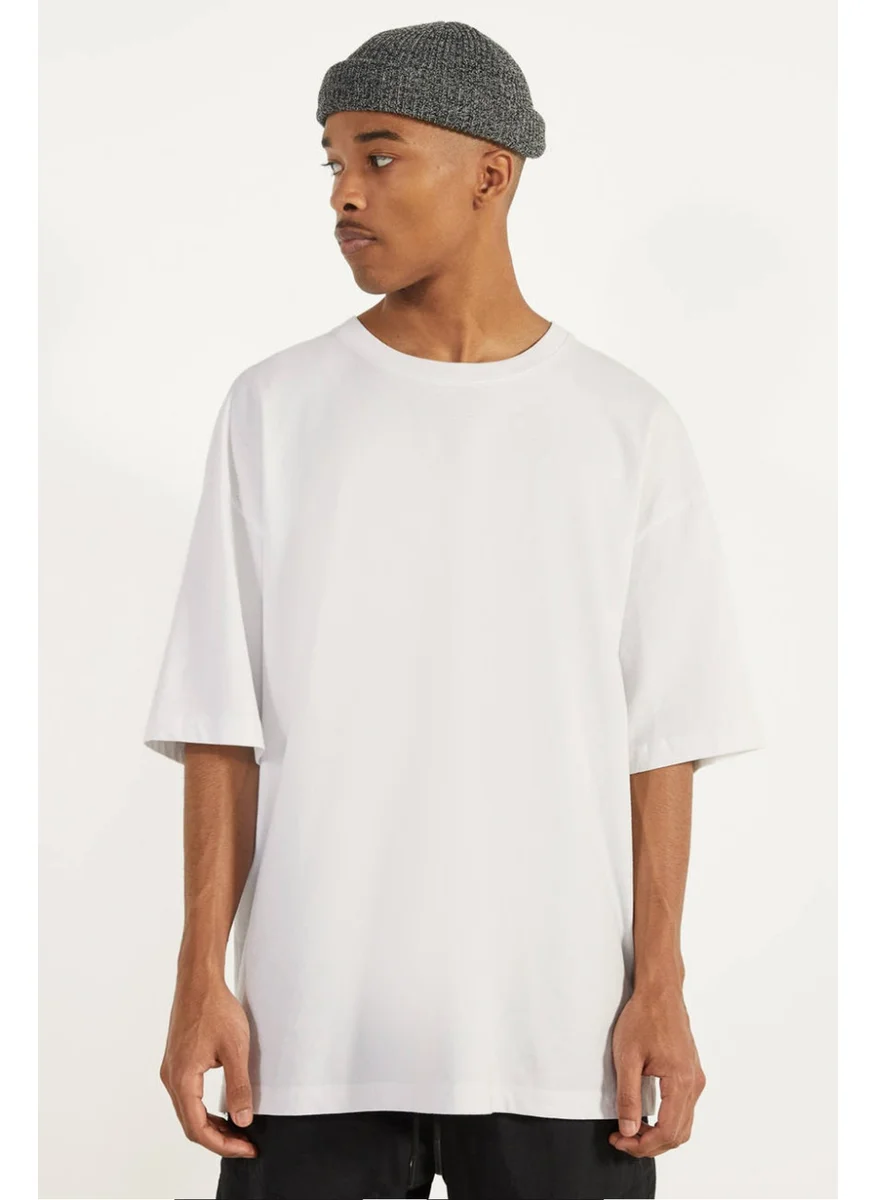 Rock&Roll Plain, Unprinted Oversize White Short Sleeve Men's T-Shirt