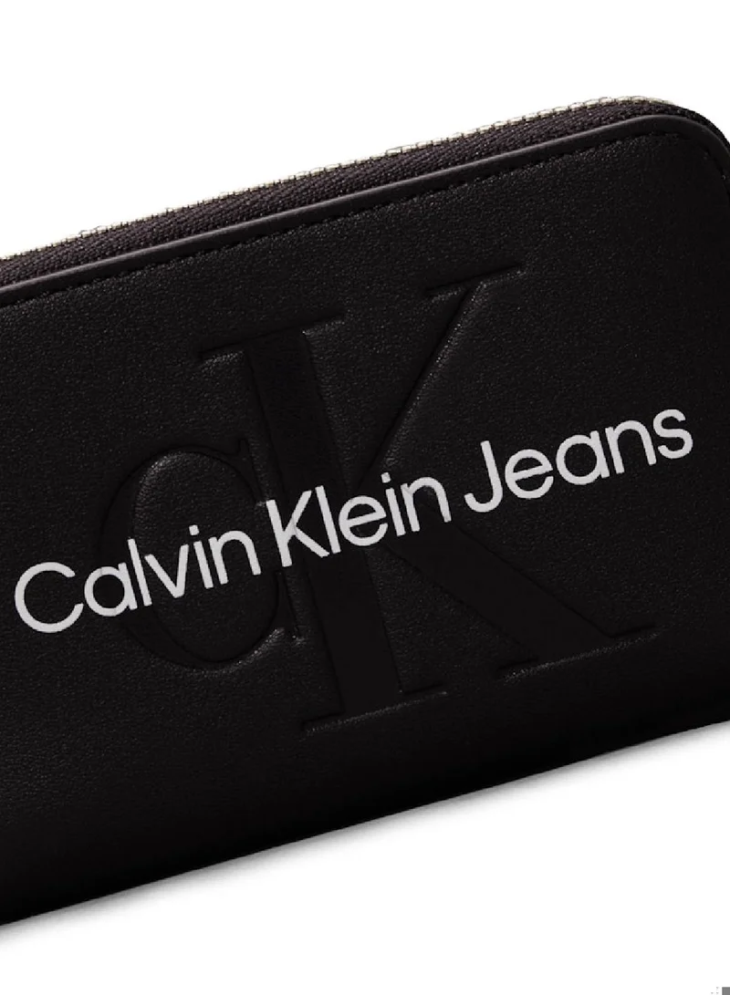 Calvin Klein Jeans Women's RFID Zip Around Wallet - Faux Leather, Black