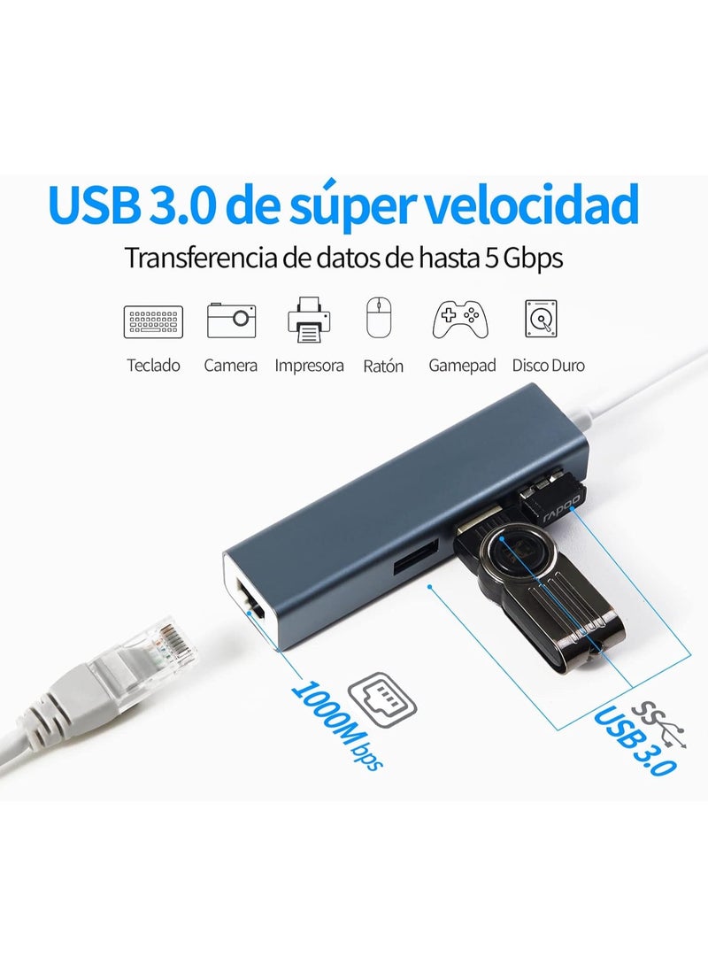 محول USB الى ايثرنت سي RJ45 ثاندربولت 3 100 - 1000 ميجابايت في الثانية بشبكة محلية LAN لماك بوك برو وماك اير وايباد وسيرفس وهواوي ميت وديل XPS