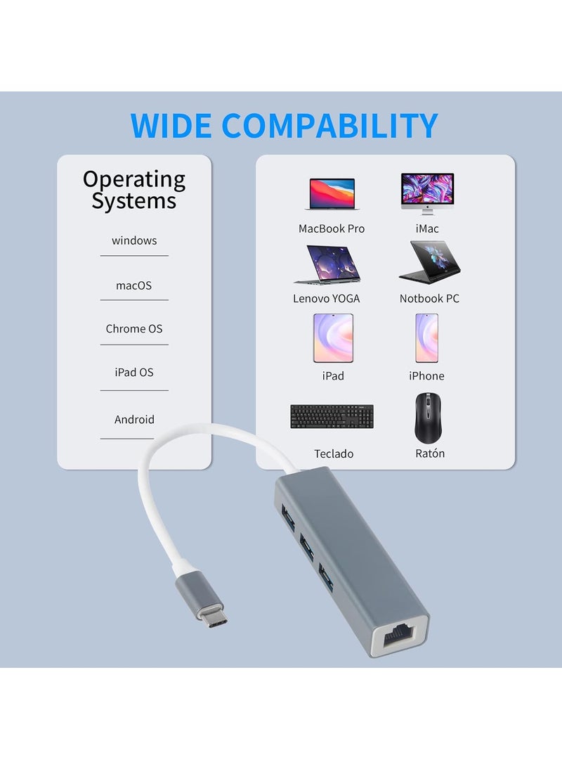 محول USB الى ايثرنت سي RJ45 ثاندربولت 3 100 - 1000 ميجابايت في الثانية بشبكة محلية LAN لماك بوك برو وماك اير وايباد وسيرفس وهواوي ميت وديل XPS