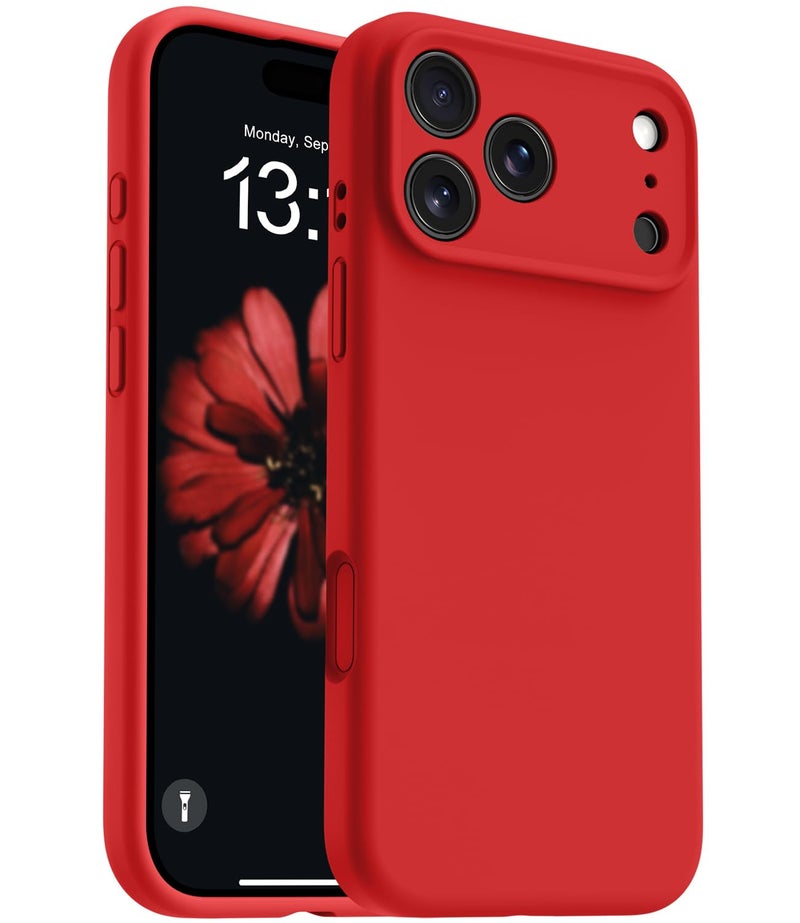 OTOFLY Magnetic for iPhone 17 Pro Max Case,Compatible with Magsafe,Classic Liquid Silicone Mobile Phone Case,Integrated Camera Control Button,Anti-Scratch Microfiber Lining, Red - Image 1