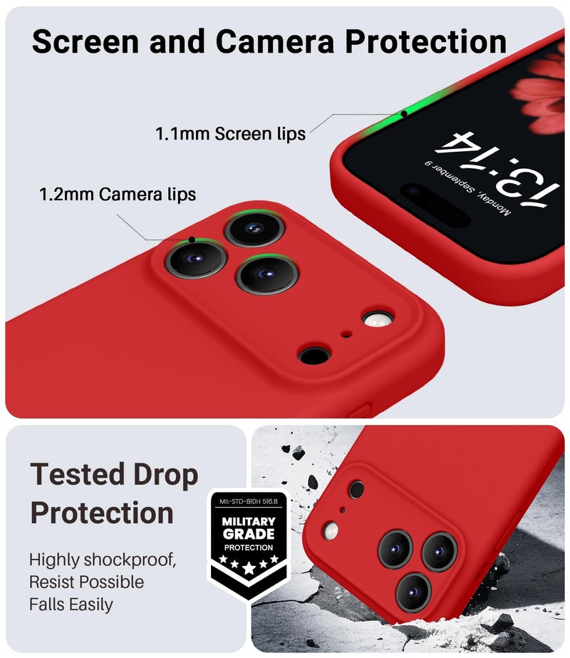 OTOFLY Magnetic for iPhone 17 Pro Max Case,Compatible with Magsafe,Classic Liquid Silicone Mobile Phone Case,Integrated Camera Control Button,Anti-Scratch Microfiber Lining, Red - Image 5