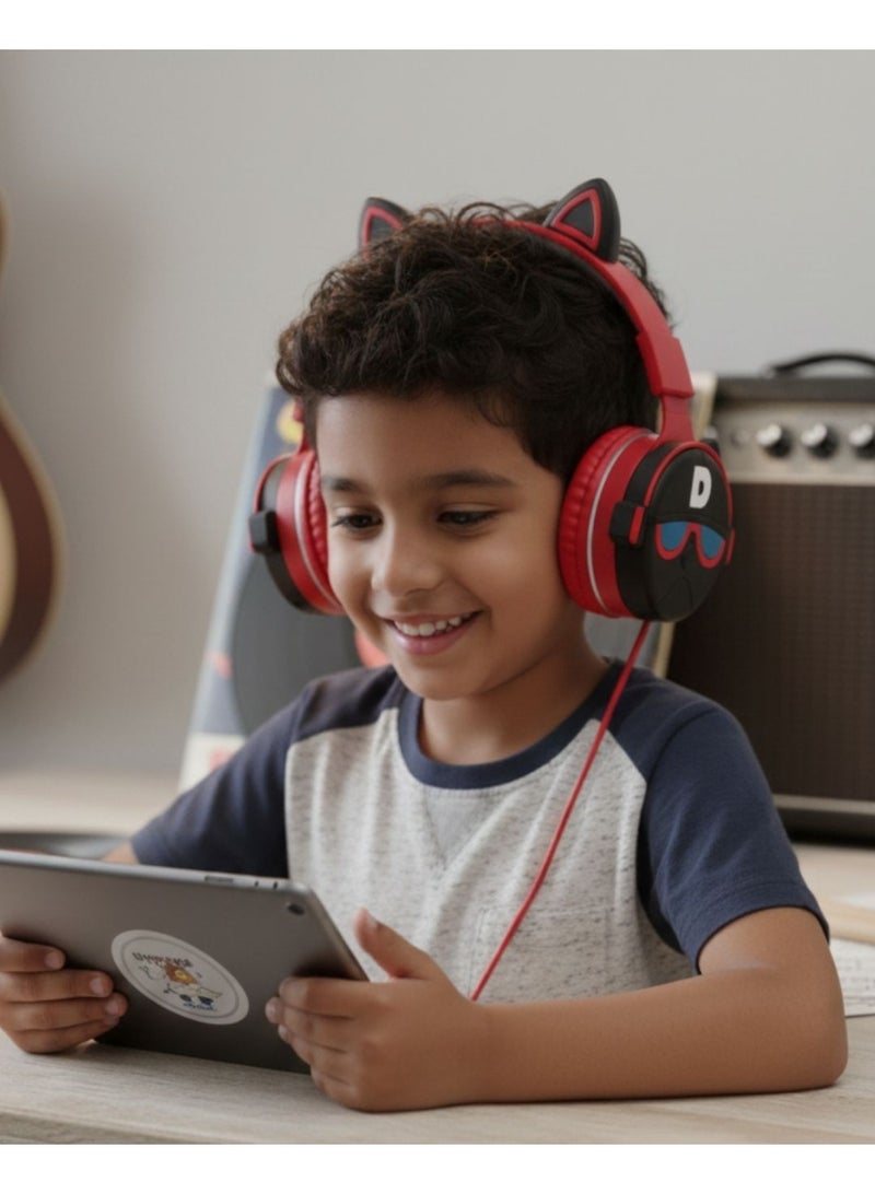 Portbae Bull Dog Red Kids Wireless Foldable Over-Ear Headphones AH-806Q3 ,Comfortable wireless headphones for kids with over-ear design, clear sound, and a lightweight build—perfect for school, learning, and entertainment. - Image 4