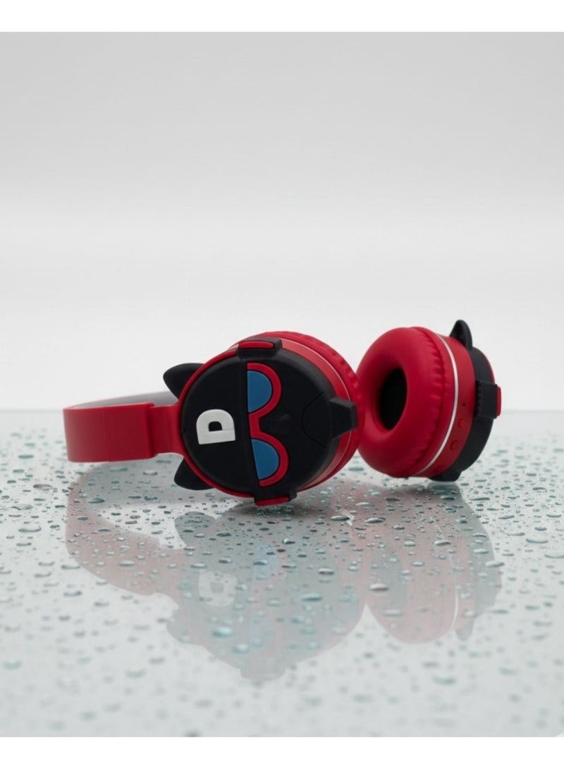 Portbae Bull Dog Red Kids Wireless Foldable Over-Ear Headphones AH-806Q3 ,Comfortable wireless headphones for kids with over-ear design, clear sound, and a lightweight build—perfect for school, learning, and entertainment. - Image 3
