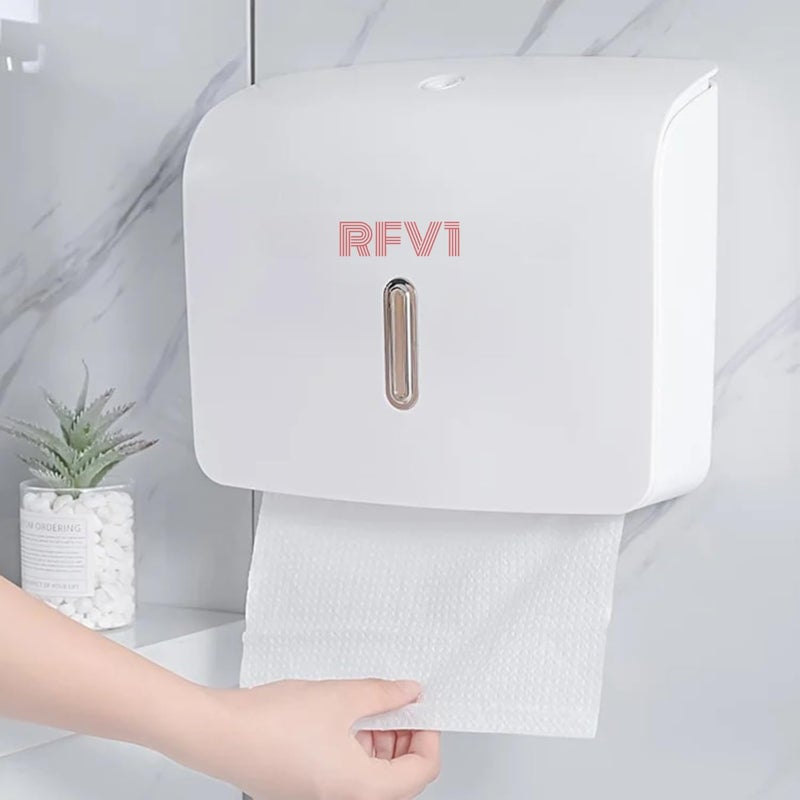 RFV1 M-FOLD ABS Toilet Paper Holder,Bathroom Hand Towel Dispenser,Tissue Box Acrylic Toilet Paper Holder (Lid Included) for Home and Commercial use (Wall Mounted) Pack of 1 - Image 1