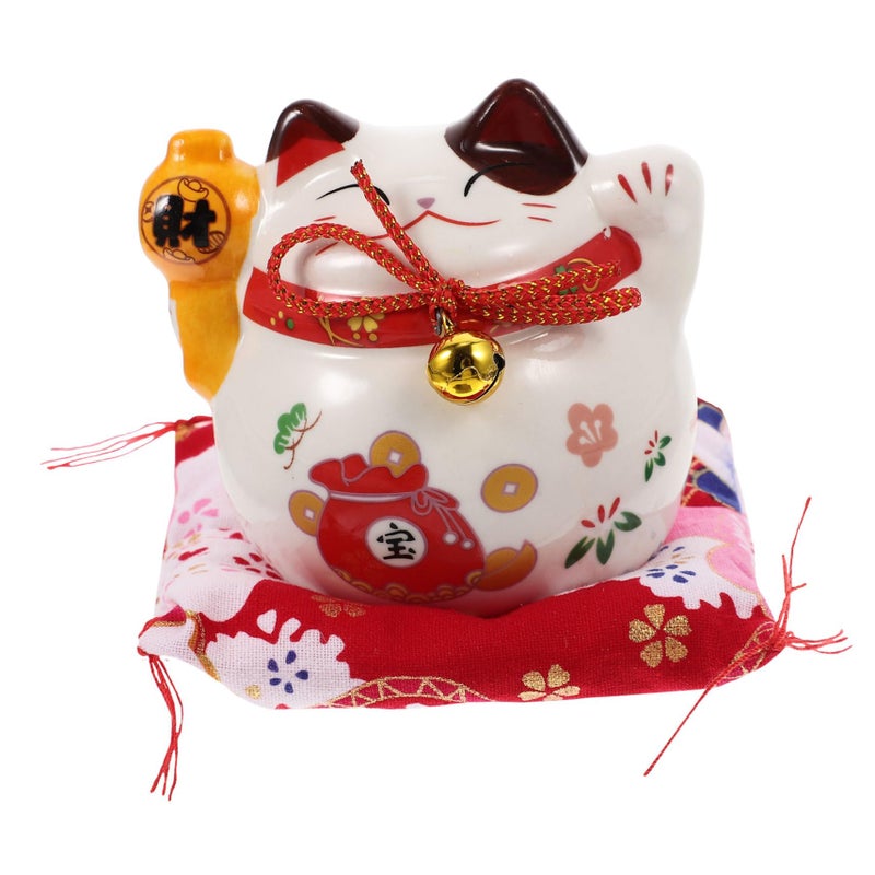 White Ceramic Cat Statue Piggy Bank For Home Decor Prosperity Symbol - Image 2