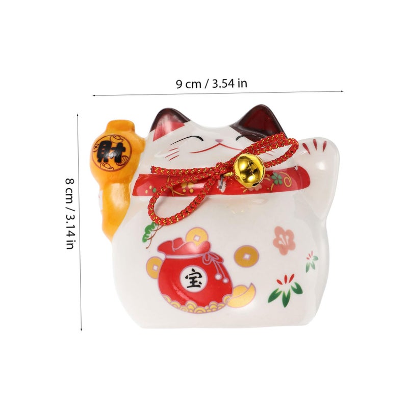White Ceramic Cat Statue Piggy Bank For Home Decor Prosperity Symbol - Image 3