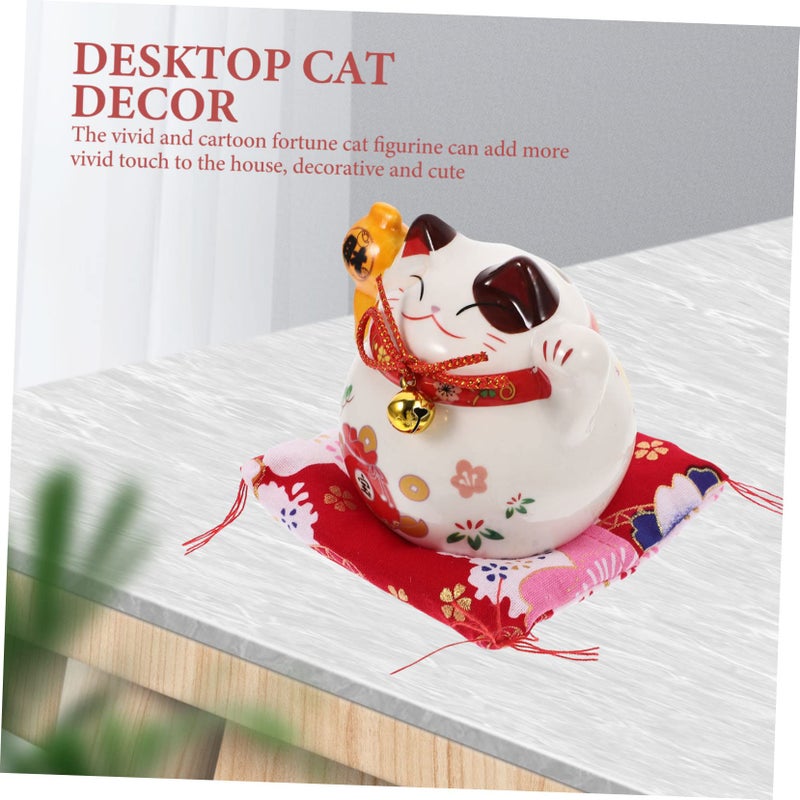 White Ceramic Cat Statue Piggy Bank For Home Decor Prosperity Symbol - Image 4