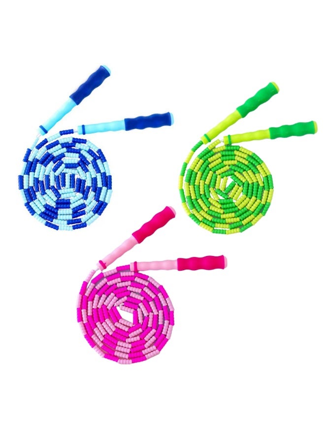 3 Pcs Jump Rope, Fitness Jump Ropes for Kids, Adjustable Length Tangle-Free Segmented Soft Beaded Skipping Rope - Image 1