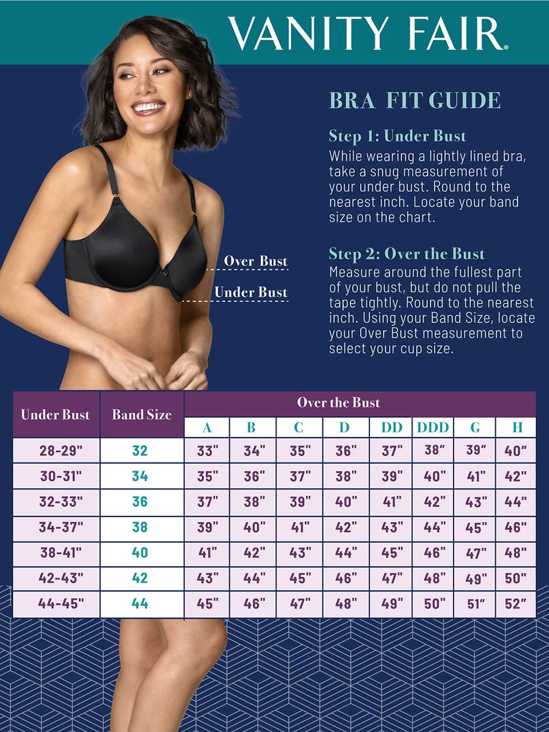 Vanity Fair Women's Full Coverage Beauty Back Smoothing Bra (34B-42D), Underwire-Black, 34C - Image 4