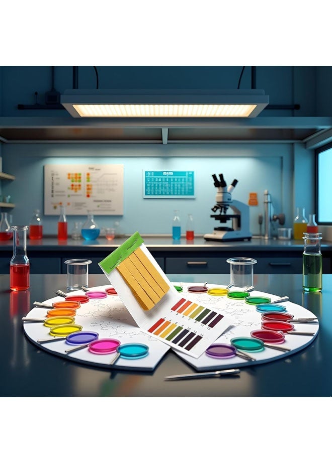 ورق اختبار الرقم الهيدروجيني من 1 إلى 14، ورق اختبار شامل، اختبار عباد الشمس، اختبار الرقم الهيدروجيني مع علبة تخزين لاختبار اللعاب والبول والماء والتربة، مراقبة الرقم الهيدروجيني لأغذية الحيوانات الأليفة، مستلزمات المختبر. - Image 5