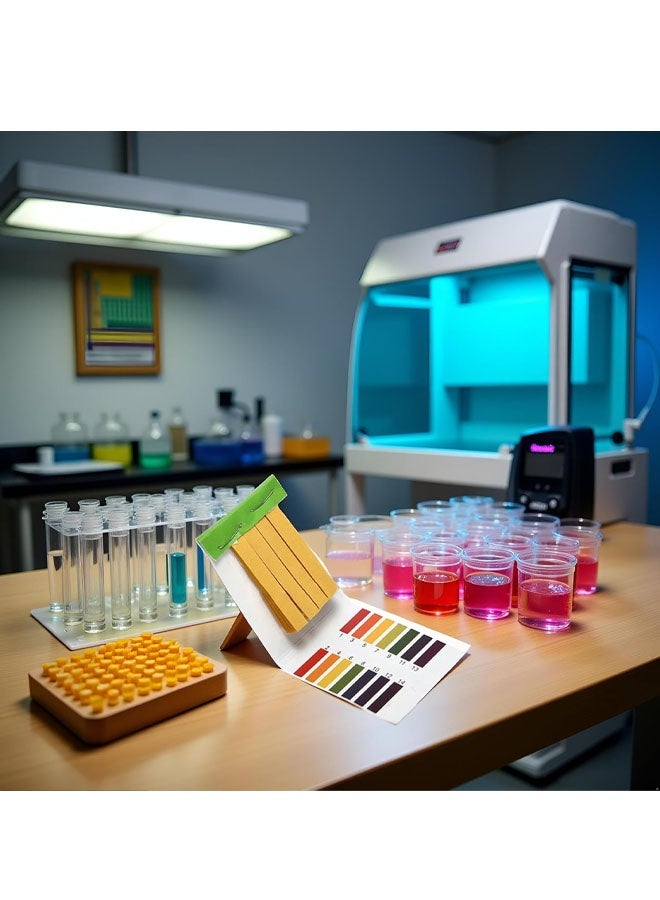 ورق اختبار الرقم الهيدروجيني من 1 إلى 14، ورق اختبار شامل، اختبار عباد الشمس، اختبار الرقم الهيدروجيني مع علبة تخزين لاختبار اللعاب والبول والماء والتربة، مراقبة الرقم الهيدروجيني لأغذية الحيوانات الأليفة، مستلزمات المختبر. - Image 3