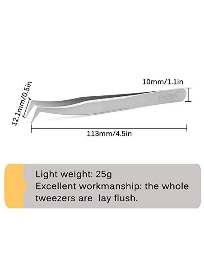 EMEDA Eyelash Extension Tweezers For Vo Lashes Professional Precision Stainless Steel Vetus 6ASa Mega Curved L Angled Tips Flat Lashing Tweezer Tools For Individual Eye Lash Extensions 3D Fan Supplies  - Image 3