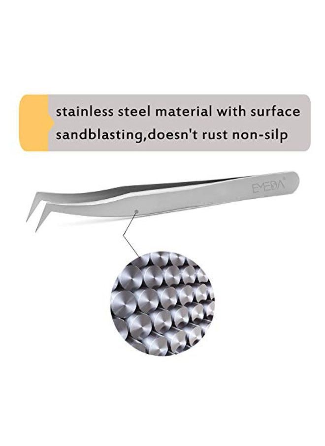 EMEDA Eyelash Extension Tweezers For Vo Lashes Professional Precision Stainless Steel Vetus 6ASa Mega Curved L Angled Tips Flat Lashing Tweezer Tools For Individual Eye Lash Extensions 3D Fan Supplies  - Image 4