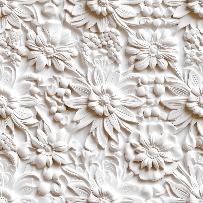 ReWallpaper Embossed Floral Wallpaper Modern Faux 3D Wall Panels Peel and Stick Wallpaper Cream White Flowers Wall Paper Stickers for Bedroom Bathroom Waterproof Contact Paper for Walls 175in10ft
