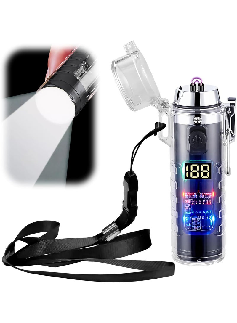 ONENINE Electric Lighter, USB Rechargeable Double Arc Plasma Lighter Waterproof Windproof Flameless Lighter for Outdoor Camping Hiking Adventures - Image 1