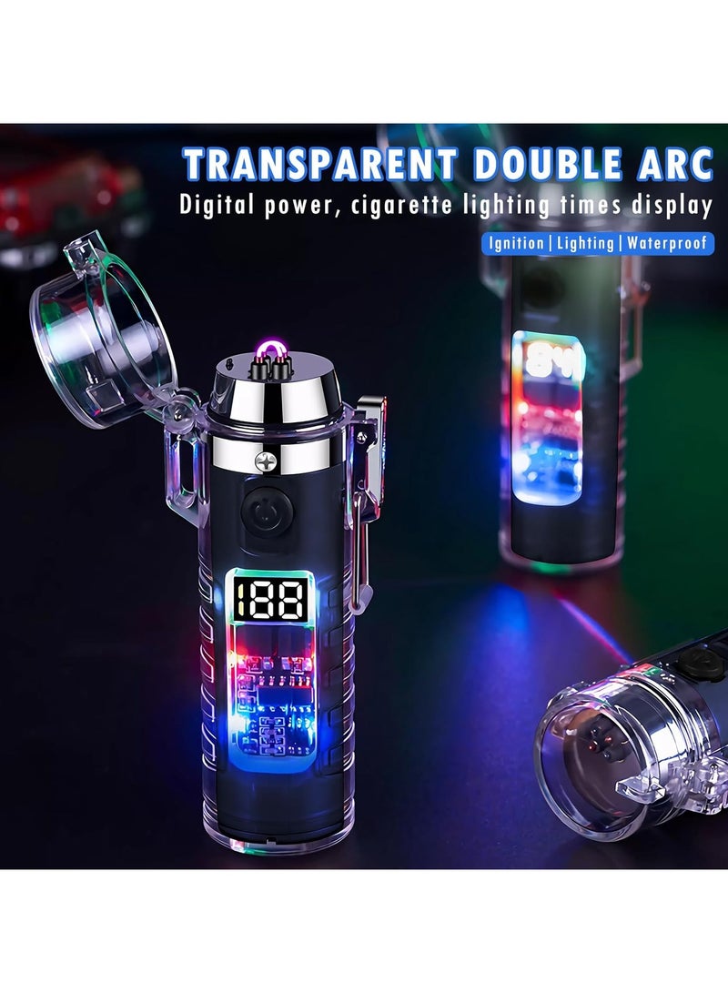 ONENINE Electric Lighter, USB Rechargeable Double Arc Plasma Lighter Waterproof Windproof Flameless Lighter for Outdoor Camping Hiking Adventures - Image 2