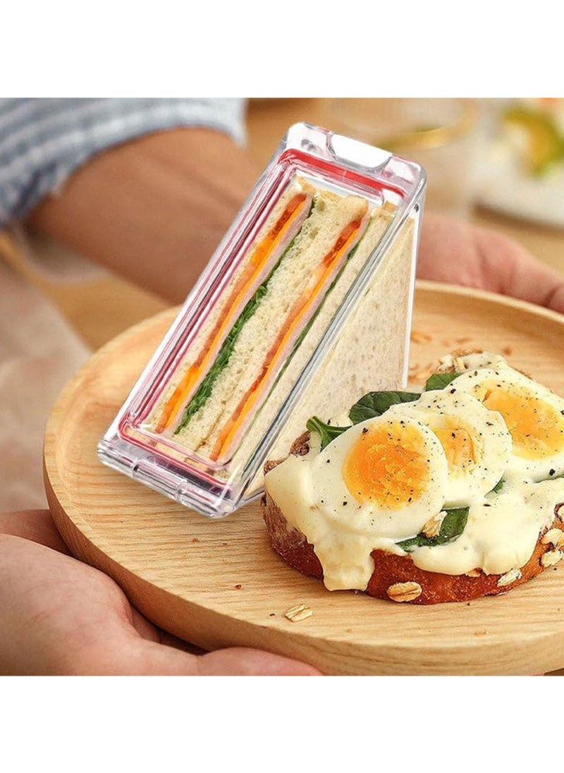 Sandwich Container Triangle, Triangle Sandwich Container Reusable, Portable and Acrylic Clear Sandwich Boxes, Washable Sandwich Box, Lunch Wedge Boxes with Lids, Sandwich Bento Box ( 2pcs )