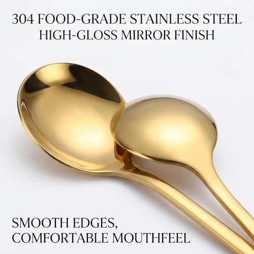 Mafier 8-Piece Gold Coffee Spoons Set, 5.24-inch Small Stainless Steel Dessert Spoons, Food Grade SUS 304 Tea Spoons with Long Handle, Mirror Polished Stirring Spoons for Espresso, Dessert, Cake - Image 3