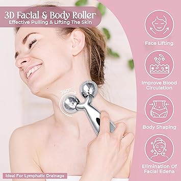 Glamza 3D Roller Massager 360 Rotate Face and Body AntiWrinkle Lifting Massager - Image 2