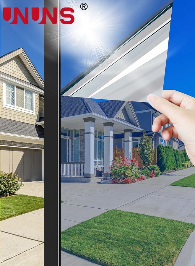 UNUNS PVC Window Film Sticker,One-Way Privacy Mirror Reflective Film,Heat Control Window Film,Sun Blocking Anti UV Reflective Window Tint For Home,60x200cm - Image 1