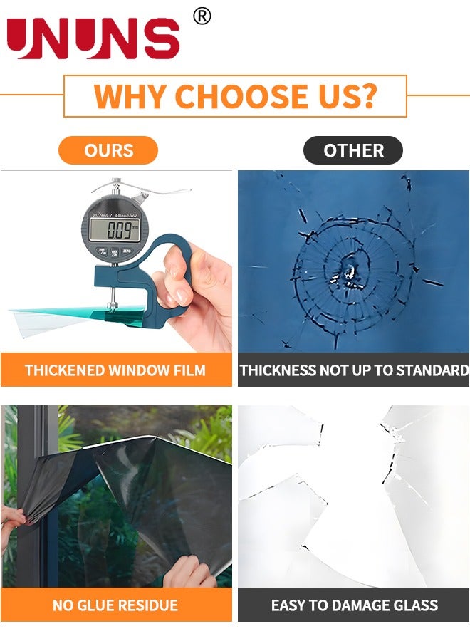 UNUNS PVC Window Film Sticker,One-Way Privacy Mirror Reflective Film,Heat Control Window Film,Sun Blocking Anti UV Reflective Window Tint For Home,60x200cm - Image 3