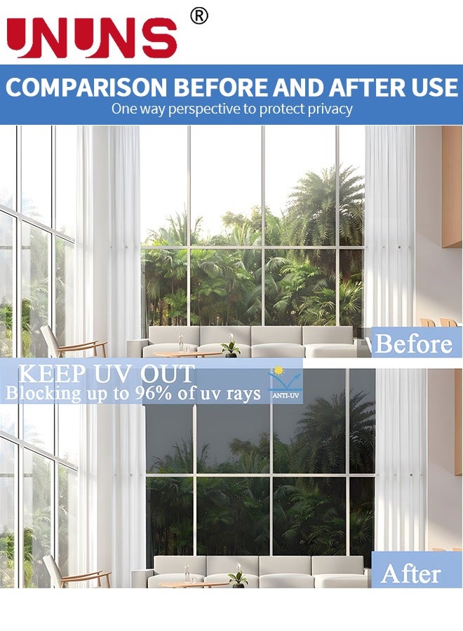 UNUNS PVC Window Film Sticker,One-Way Privacy Mirror Reflective Film,Heat Control Window Film,Sun Blocking Anti UV Reflective Window Tint For Home,60x200cm - Image 5