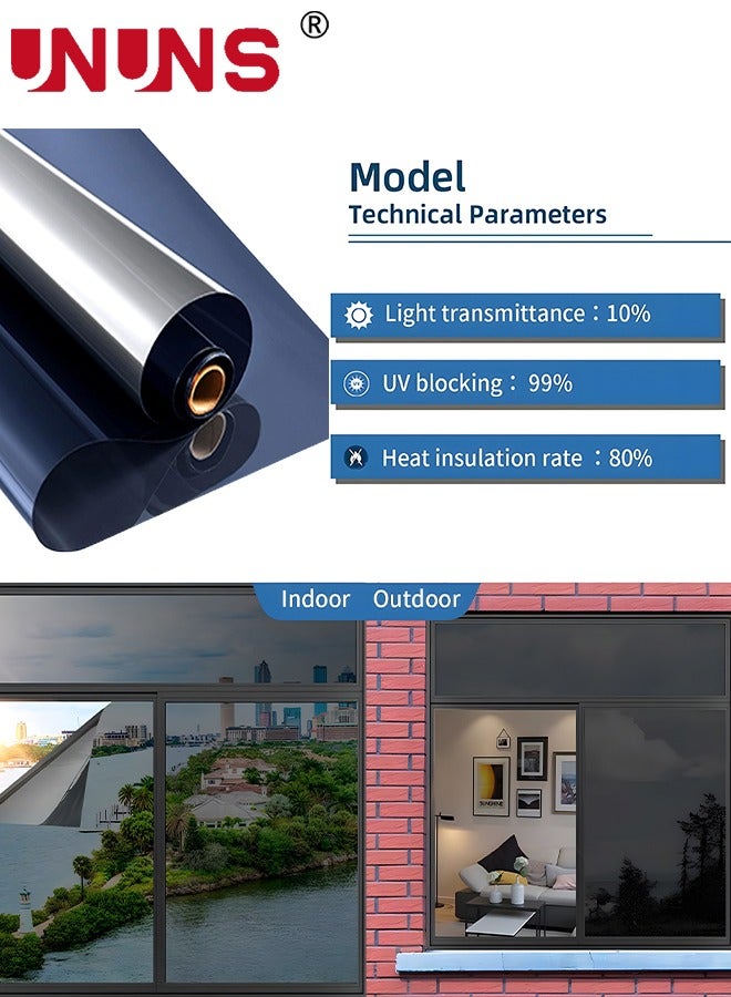 UNUNS PVC Window Film Sticker,One-Way Privacy Mirror Reflective Film,Heat Control Window Film,Sun Blocking Anti UV Reflective Window Tint For Home,60x200cm - Image 4