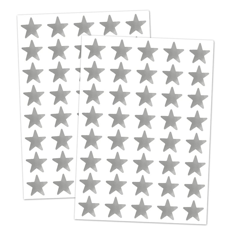 TownStix 1000 Pack Silver Foil Star Metallic Stickers 06 Diameter - Image 2