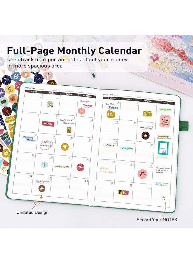 Budget Planner, Daily/Weekly/Monthly Expense Tracker Notebook, Finance Planner Accounts Book, Faux Leather Hardcover Financial Organizer, A5 Undated Bill Organizer with Pen Pocket - Image 5