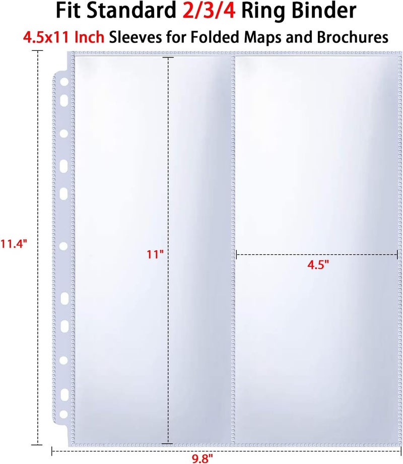 Zofly 30 Pack 60 Pockets 4.5x11” Folded Map Sleeves, Ultra-Clear Brochure Organizer Pages for 3 Ring Binder, Top Loading Map Protector Sleeves - Image 5