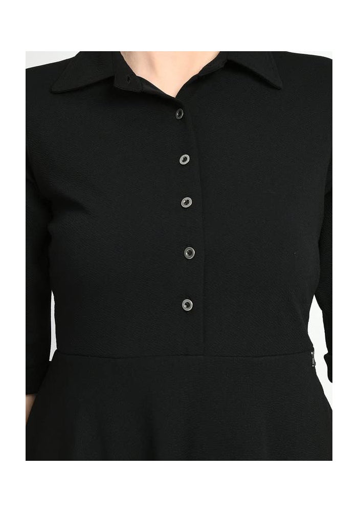 Exude Black Midi Shirt Dress for Women - Image 5