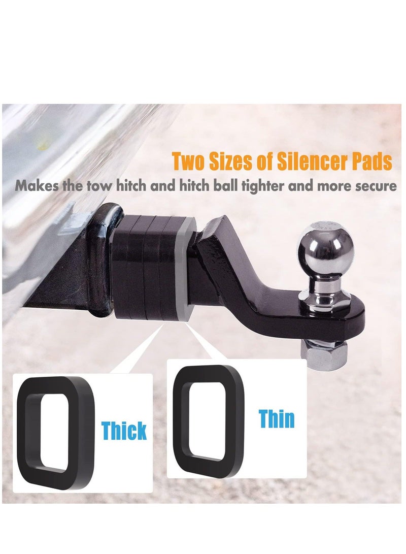 6 Pack 2 Inch Hitch Receiver Silencer Pad,  for Adjustable Ball Mounts, Reduce Rattle, Multiple Size Combination, Compatible with Most 2 Inch Trailer Hitch Receiver - Image 1