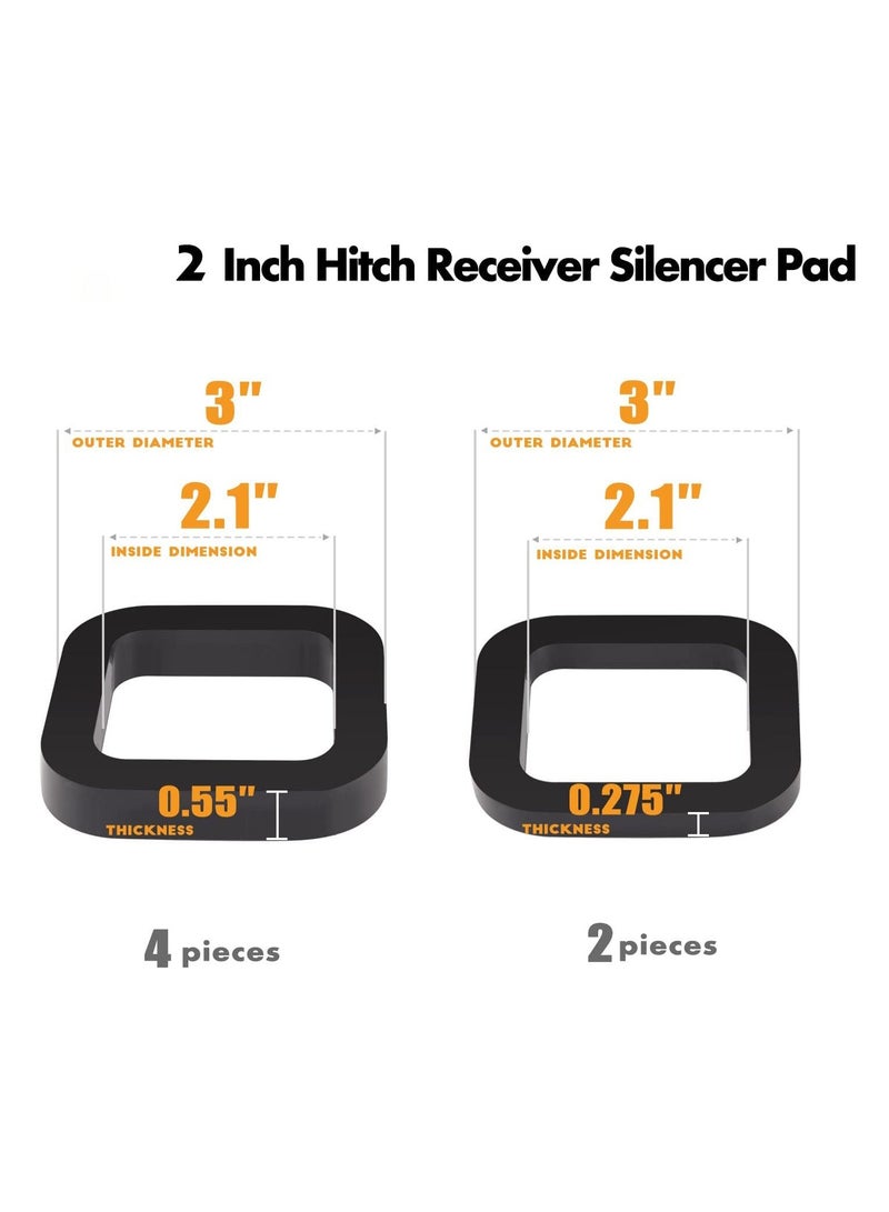 6 Pack 2 Inch Hitch Receiver Silencer Pad,  for Adjustable Ball Mounts, Reduce Rattle, Multiple Size Combination, Compatible with Most 2 Inch Trailer Hitch Receiver - Image 3