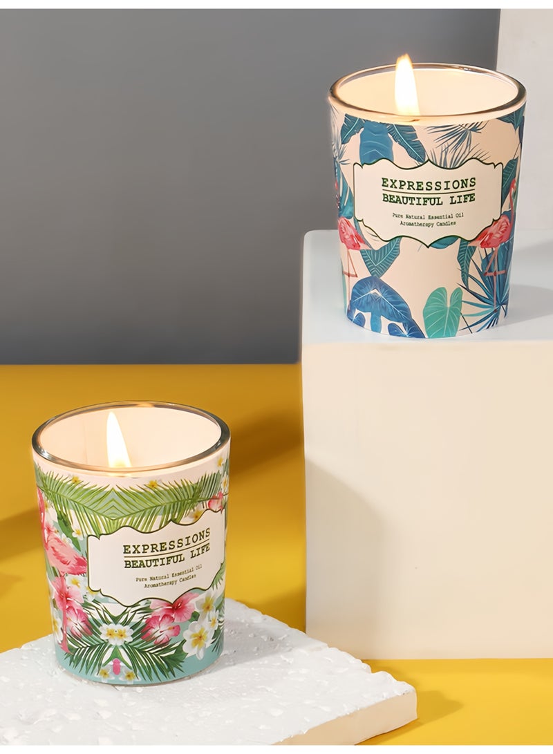 طقم شموع معطرة (عبوة من قطعتين)، شموع شمع الصويا برائحة الورد الوردي، شموع العلاج العطري بتصميم زهور الفلامنغو لديكور المنزل، طقم هدايا للنساء، طقم هدايا شموع معطرة - Image 5