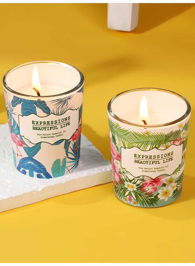 طقم شموع معطرة (عبوة من قطعتين)، شموع شمع الصويا برائحة الورد الوردي، شموع العلاج العطري بتصميم زهور الفلامنغو لديكور المنزل، طقم هدايا للنساء، طقم هدايا شموع معطرة - Image 4